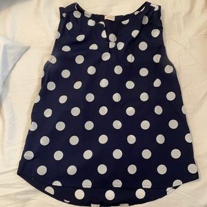 Navy Polka Dot Top